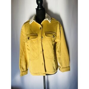 New WT ALEX & PARKER Button Up Fleece Neckline M Wheat Color, Soft Polyester